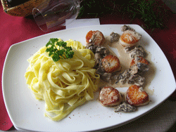 saint jacques sauce morilles et tagliatelle